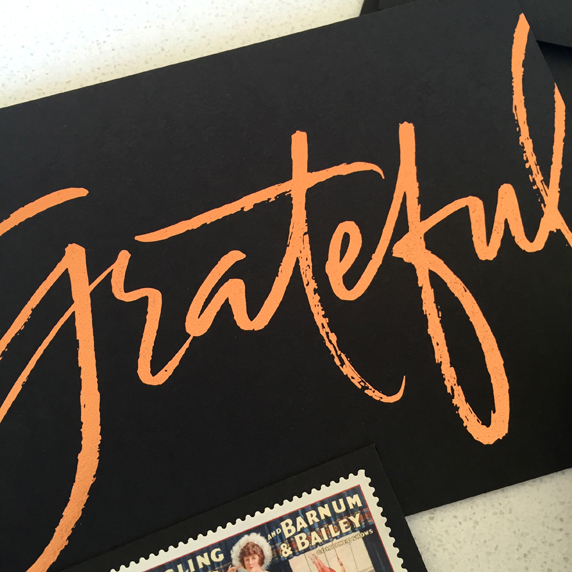 Grateful card close up